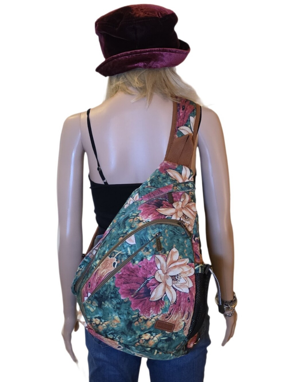 BAOSHA Floral Canvas Sling Backpack Crossbody Bag